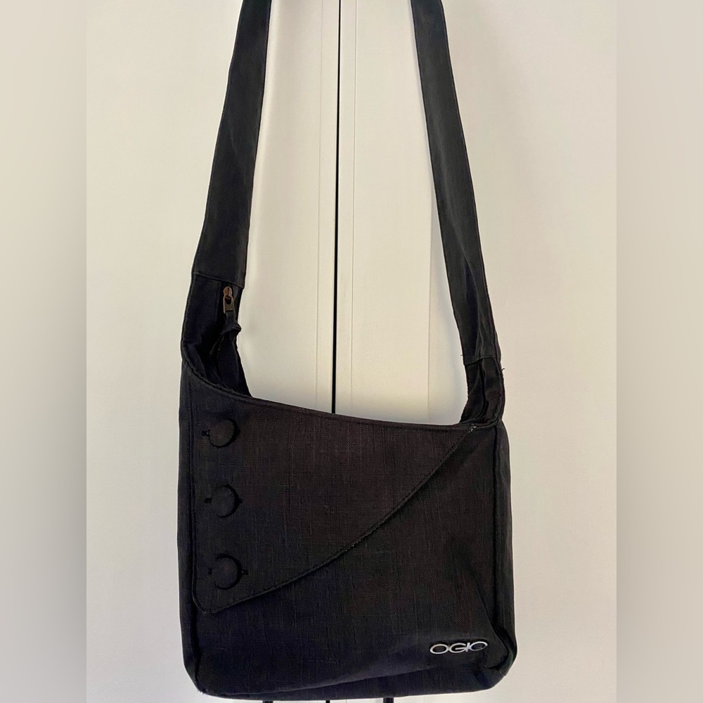 Crossbody Bag with padded zippered iPad pocket.